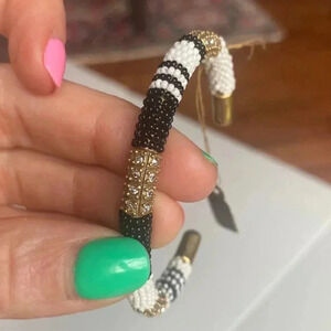 Black White Gold Beaded Bracelet